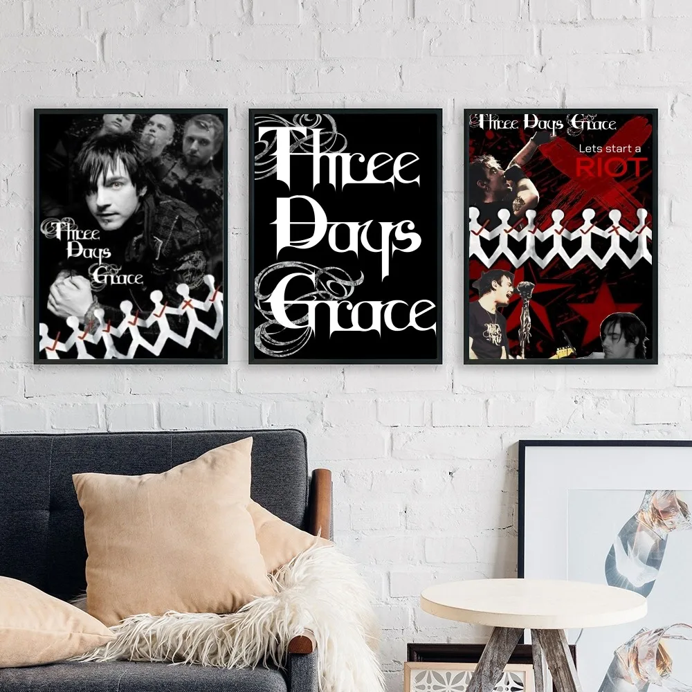 Three Days Grace Band Poster No Framed Poster Kraft Club Bar Paper Vintage Poster Wall Art Painting Bedroom Study Stickers