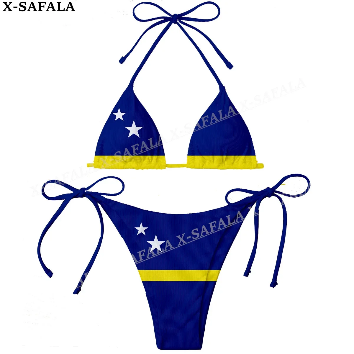 Curaçao Country Flag 3D Print Women Micro Sexy Bikini Bra Set Summer Beachwear Sexy Beach Two Pieces Bathing Suits Swimwear