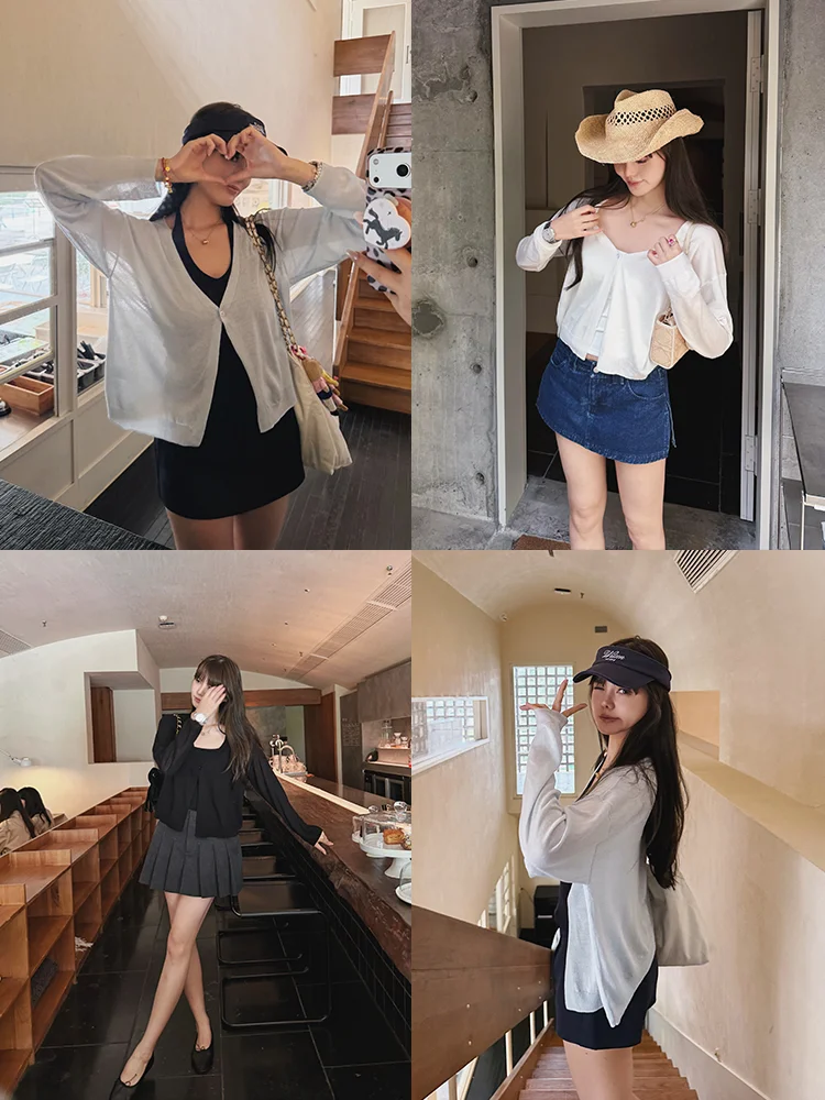 

Tang Family SD Short Knitted Open Cardigan Women's Summer New Loose Thin Fashionable All-Match Sunshade Top Princess Style Lo...
