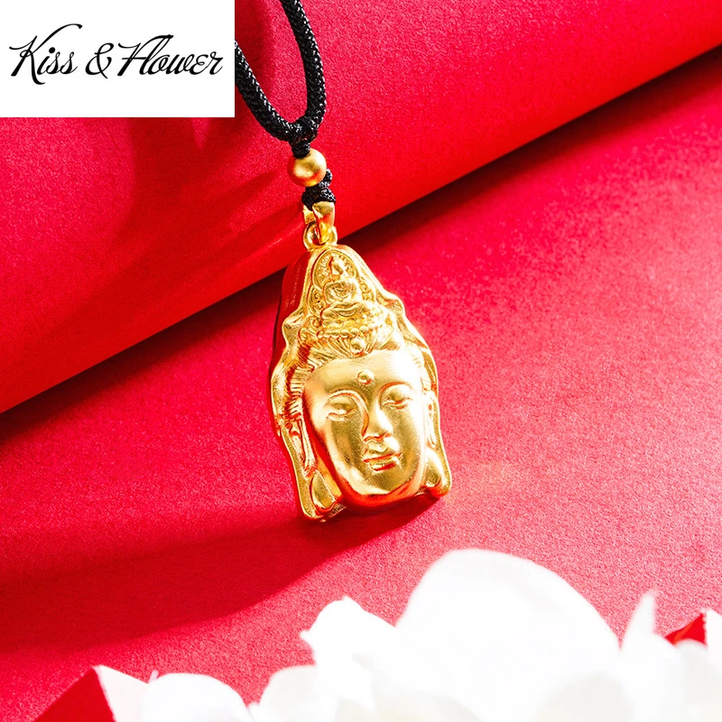 

KISS&FLOWER Gold Vintage Guanyin Necklace Pendant Charm For Women Men Wedding Party Birthday Christmas Mother Father Gifts PD122