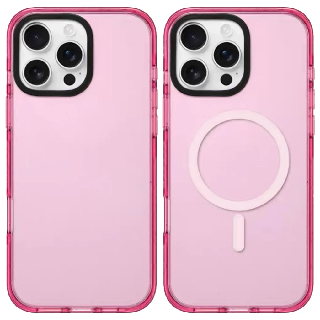 

Pink Star Glitter Transparent Border Magnetic Phone Case Cover for IPhone 17 16 15 14 Pro Max Case