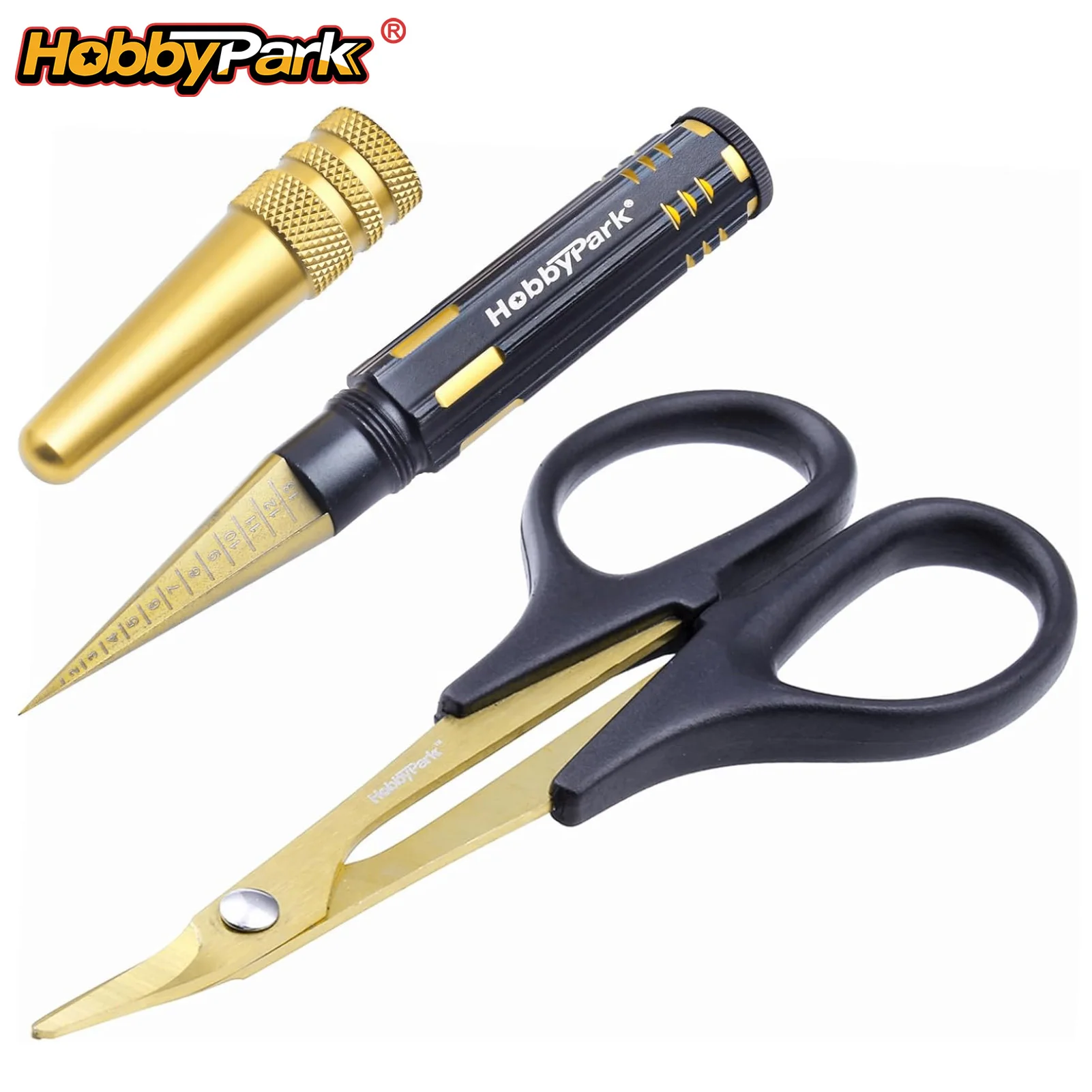 Hobbypark RC Body Reamer Hole Punch Tool 0-14mm with Sleeve & Curved Scissors for RC Car Bodyshells