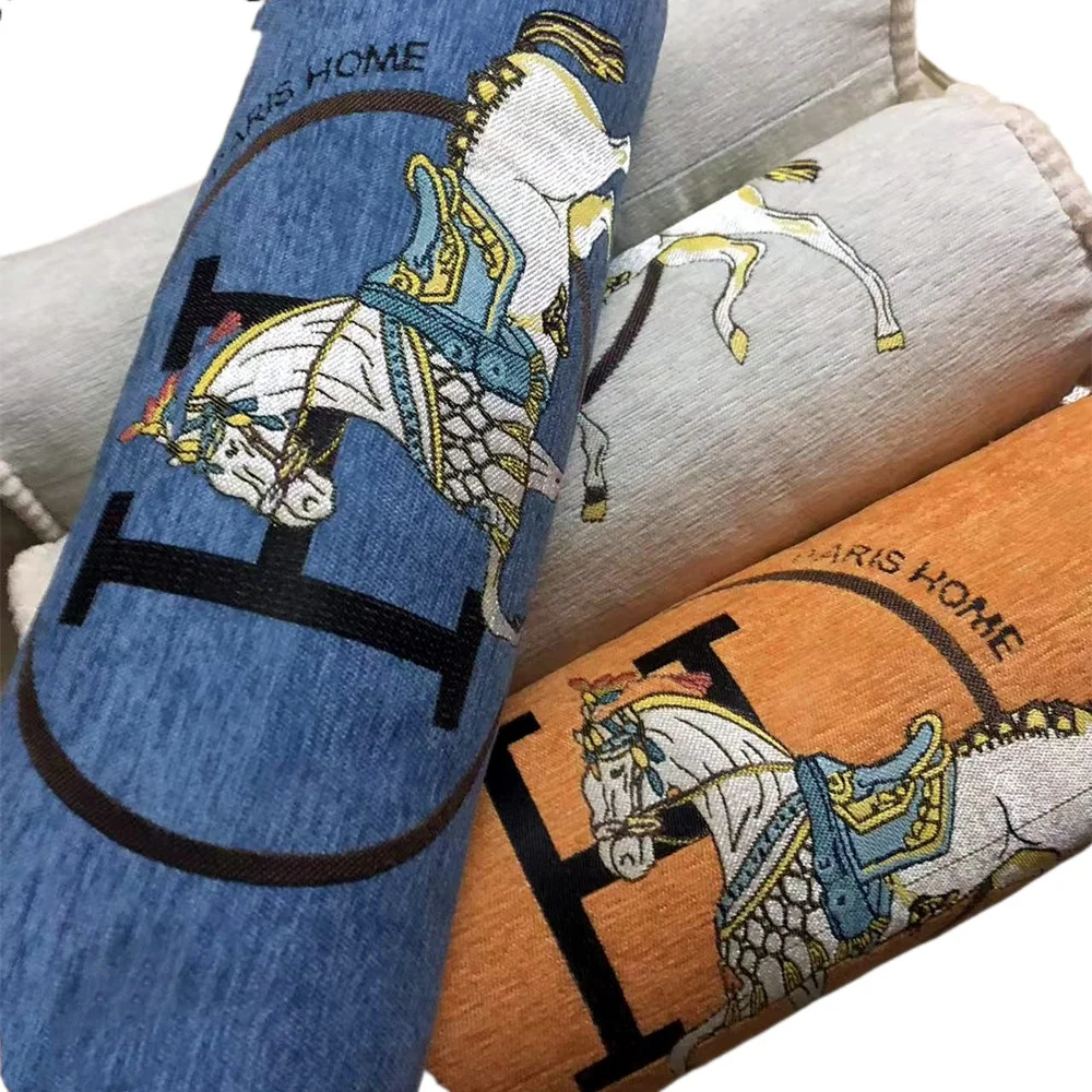 

Luxury Candy Chenille Horse Sleeping Pillow Living room Throw Lumbar Cushions home bedroom bedside pillow Office nap pillow 0