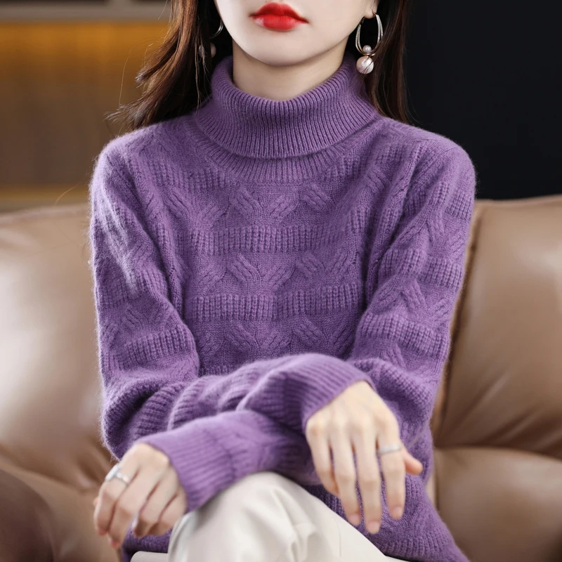 Autumn And Winter New Solid Color High Collar Thick Winter Woolen Sweater Women's Look Thin Versatile Fashion Sweater Top Trendy