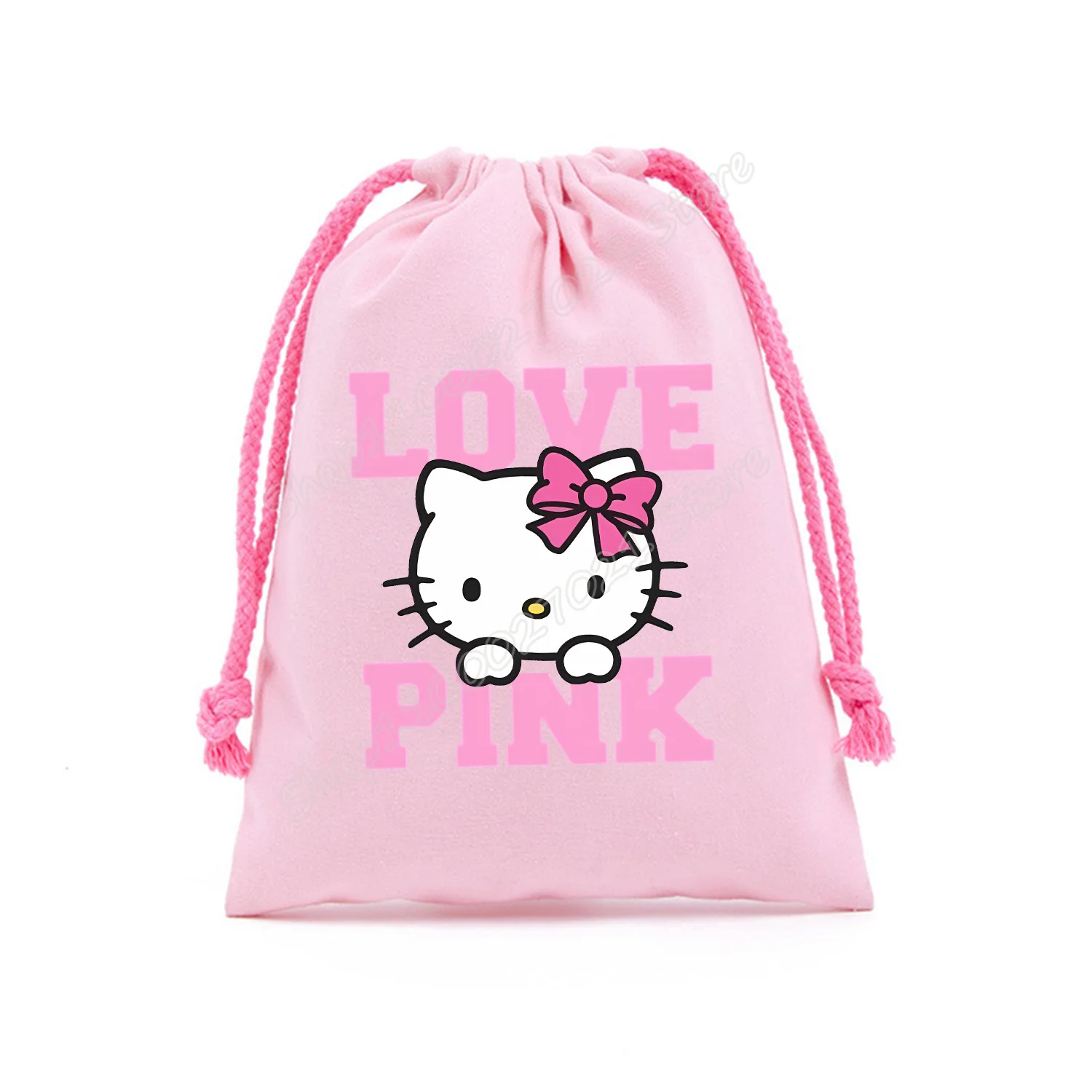 Hello Kitty Drawstring Bag Cute Cartoon Gift Bag Drawstring Pouch Anime Kids Pink Party Bag Storage Bags New Large Capacity Bags