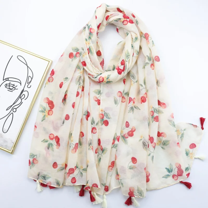 ليتل الكرز مشفرة بالي الحرير مصنع الحدود لطيف المرأة وشاح طويل الربيع الصيف وشاح شال