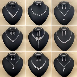 New Women's Fashion Necklace Three Piece Girls Necklace Bracelet Earrings Bridal Wedding Jewelry Accessory Set Holiday Party