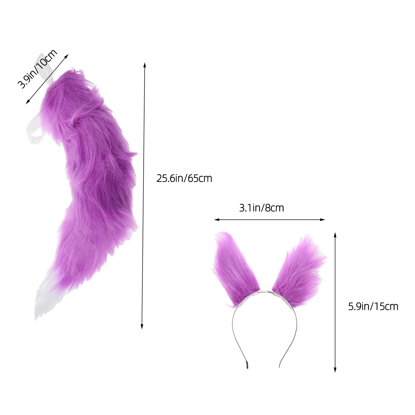 1 مجموعة آذان الثعلب خوذة مزدوجة الطبقات واقعية الحيوان زي الذيل تأثيري حفلة الهالوين ملحق الأذن الحيوان #2