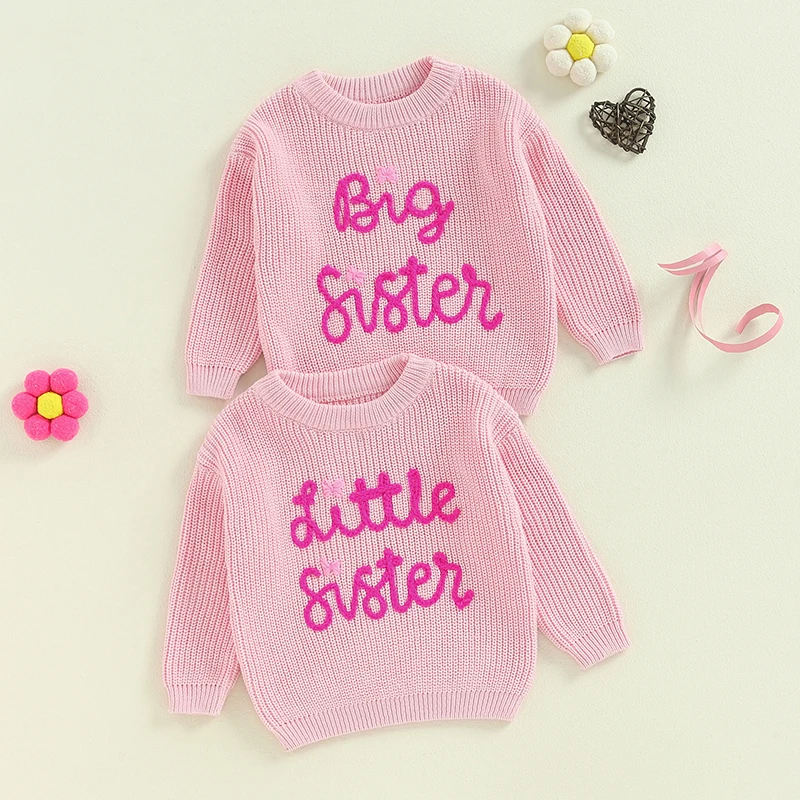 Toddler Clothes Baby Girl Long Sleeve Sweater Knitted Warm Sweatshirt Fall Winter Sister Outfits