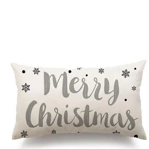 Gray Christmas PillowCovers Christmas Decorations Merry Christmas Tree Believe Snowflake Winter Holiday Decor Throw Cushion Case