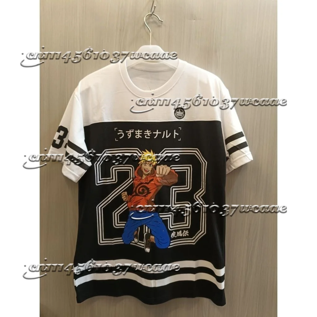 Naruto Anime Jersey Fan T Shirt Large Number Character Japanese Text Stripe Sleeve Print Sport Uniform for All FamilyMatching