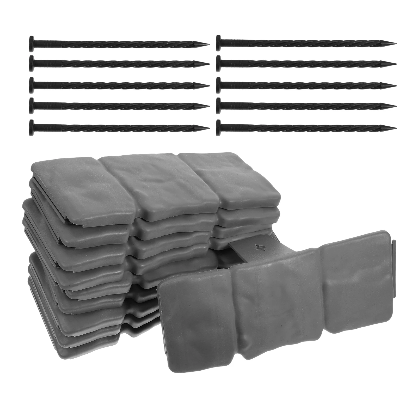 

10pcs Fence Stone Look Plastic Edging Grey Color Decorative Landscape Edging Durable Easy Installation Landscaping Border