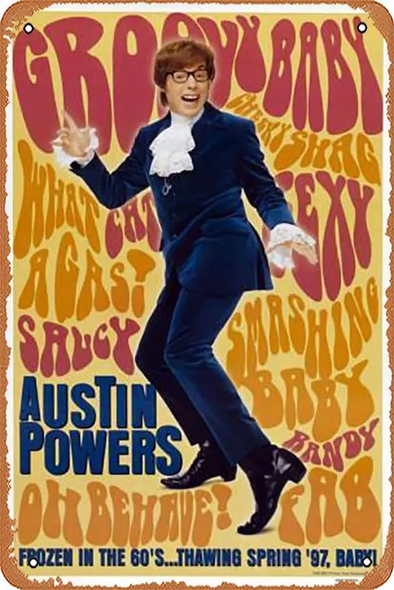 Y1,Metal Tin Sign  - Austin Powers: International Man of Mystery Poster Metal Plaque Cafe, Bar, Home Wall Decor, liguihan02460-a