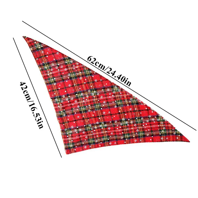 크리스마스 빨간 격자 무늬 개 반다나, 대형 반려동물 스카프, 개용 면 반다나, 세탁 가능한 칼라, 고양이 개 스카프, 대형견 액세서리