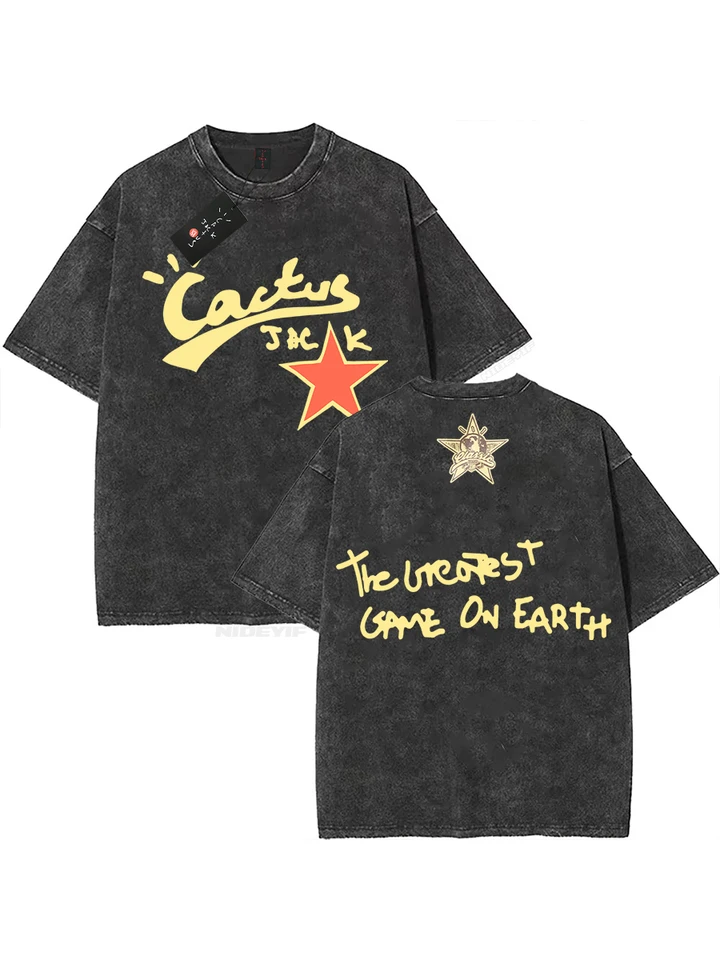 Camiseta Oversized 100% Algodón para Hombre y Mujer, HipHop, Lavada, Cactus Jack, Manga Corta, look mom i can fly K39 2