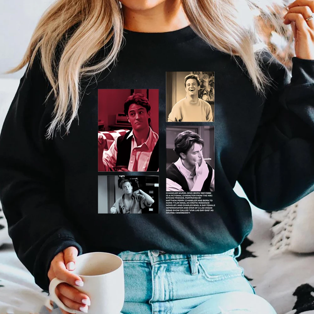 Vrienden TV Show Sweatshirt Chandler Bing Rip Shirts Honoring Matthew Perry Grafische trui Retro jaren '90 Trendy Crewneck Sweatshirts