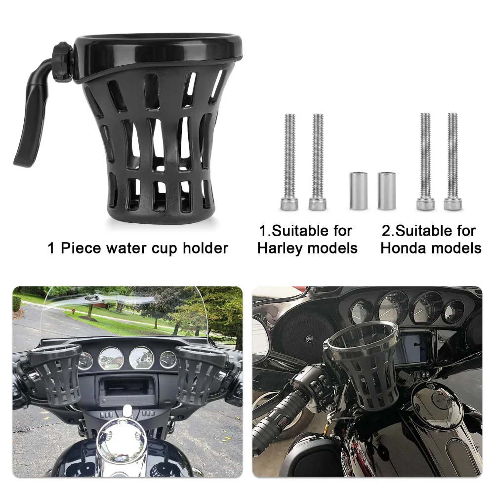 

Motorcycle Drink Holder Handlebar Cup Drinks For Honda Goldwing GL1800 Dyna Softail Electra Glide 1996-up Rebel 250 Vulcan 1500