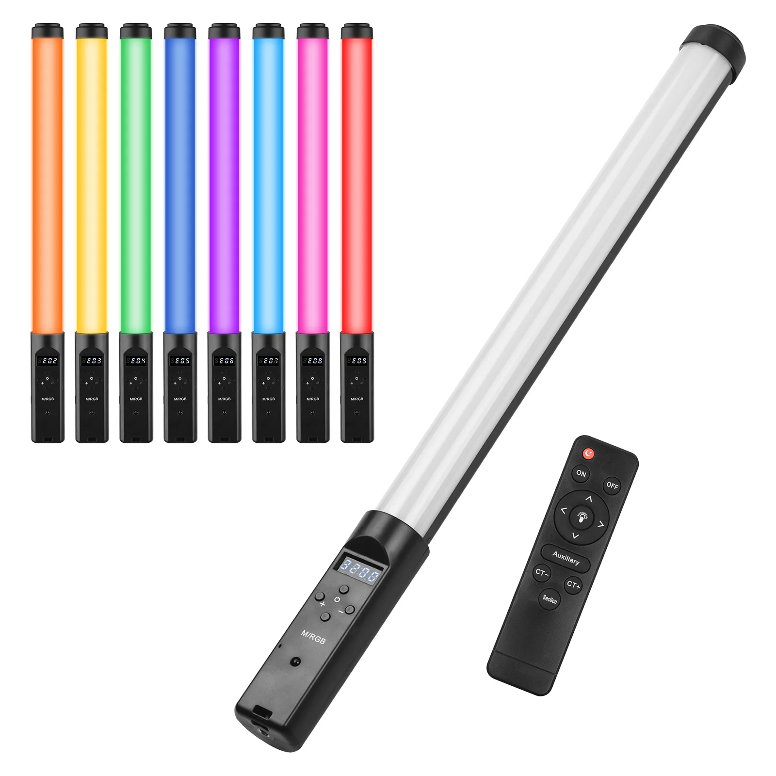 Handheld RGB Tube Light LED Video Light Wand 3200-5500K Dimmable Battery Remote Control for Vlog Live Streaming Product Portrait