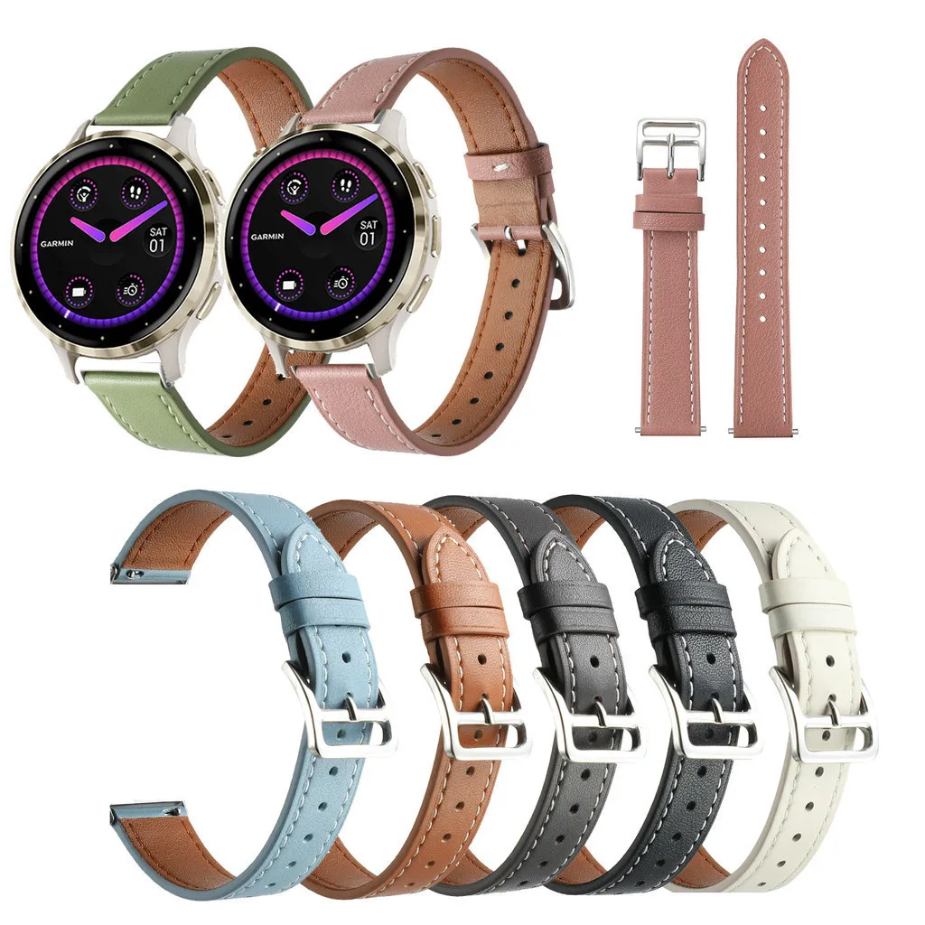 18mm For Garmin Vivomove 3s move3S vivoactive 4s Active S Venu 2s 40mm Forerunner 255S 265S Luxury Genuine Leather Band Strap