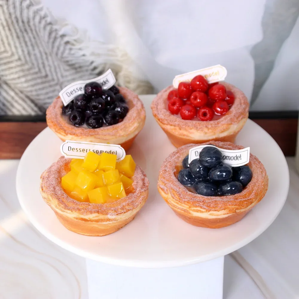 

Artificial Fruit Tart Egg Tart Dessert Model Kitchen Scene Simulation Refrigerator Sticker Window Display Decoration Home Decor