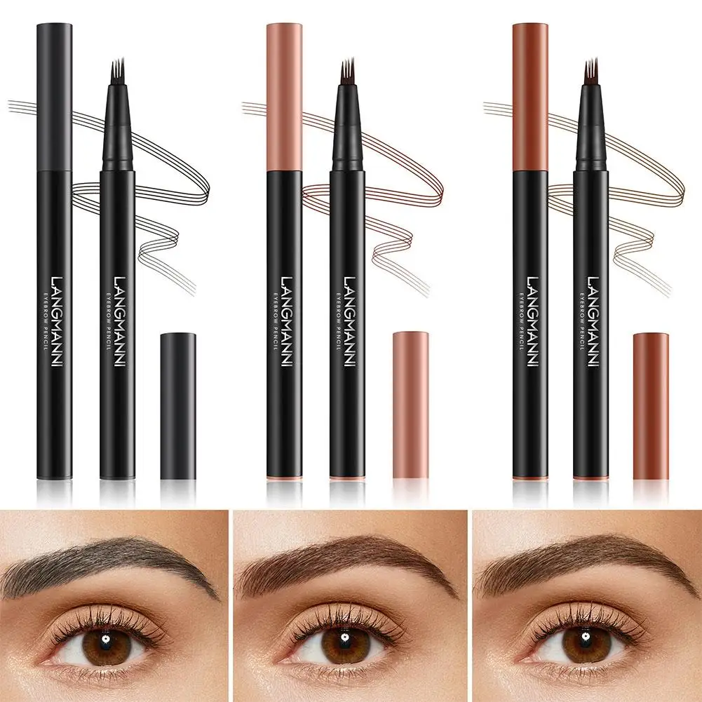 Drei dimensionale Augenbrauen stift tragbare wasserdichte einfache natürliche Krallen Farbe langlebige vier glatte Make-up Auge o9f8