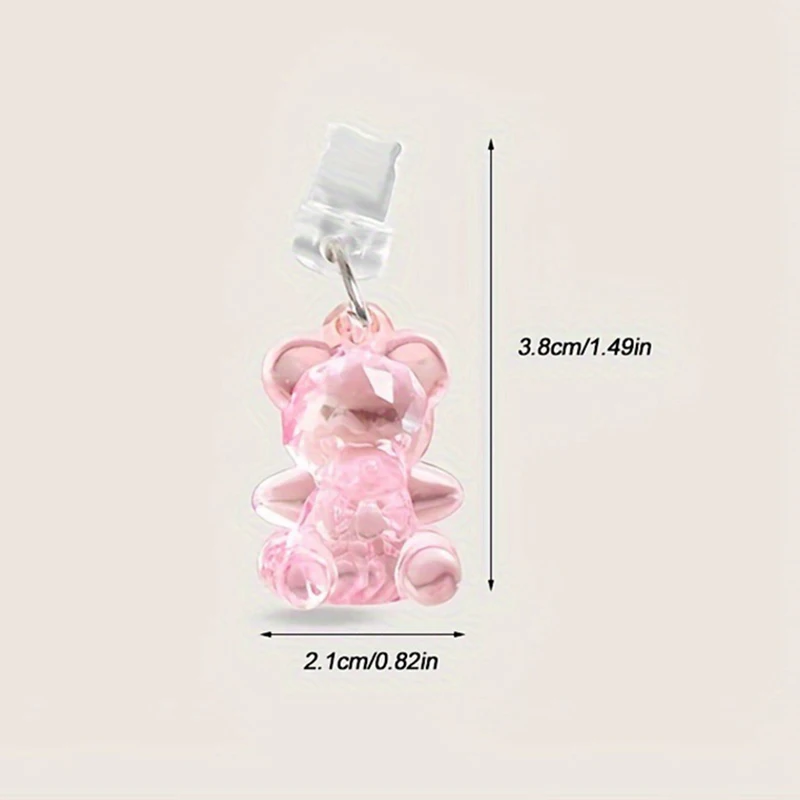 Kawaii Phone Dust Plug Charm Acrylic Bear Jack Dust Protection Stopper Anti Dust Cap Charge Port Plug For Phone