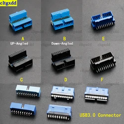 Cltgxdd 1piece USB 3.0 90/180 degree 20 pin 19 pin 20 pin male connector motherboard socket IDC 20 pin connector socket