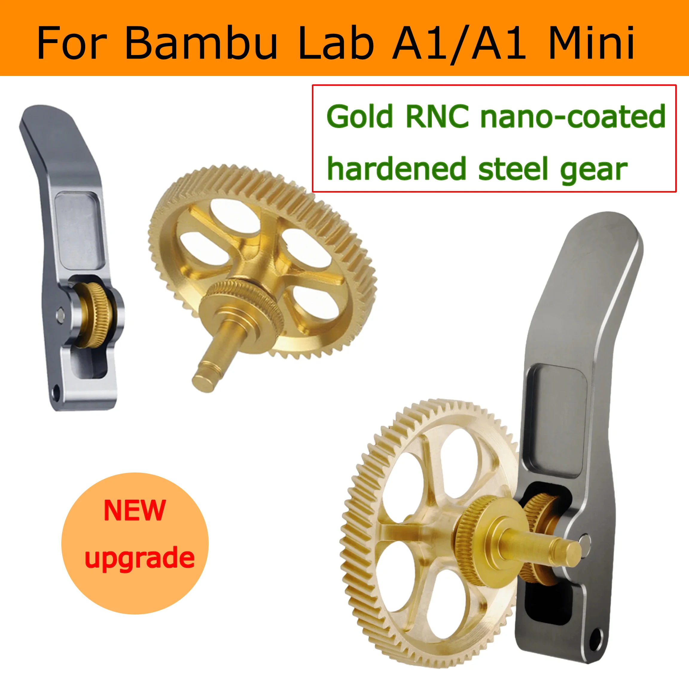 

Для Bambu Lab A1 A1 Mini Обновление Цельнометаллический экструдер Шестерня с когтями RNC Из закаленной стали с нанопокрытием Винтовая шестерня Износостойкая