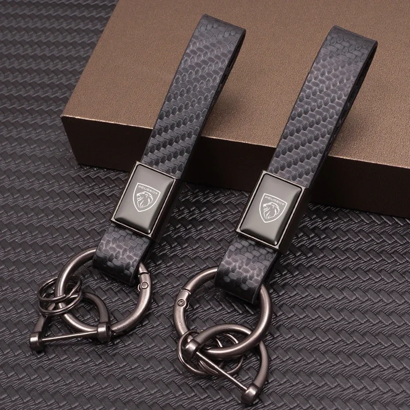 Car Carbon Fiber Style Keychain Microfiber Leather Key Chain For Peugeot 4008 208 3008 308 2008 207 307 508 5008 406 407 206 408