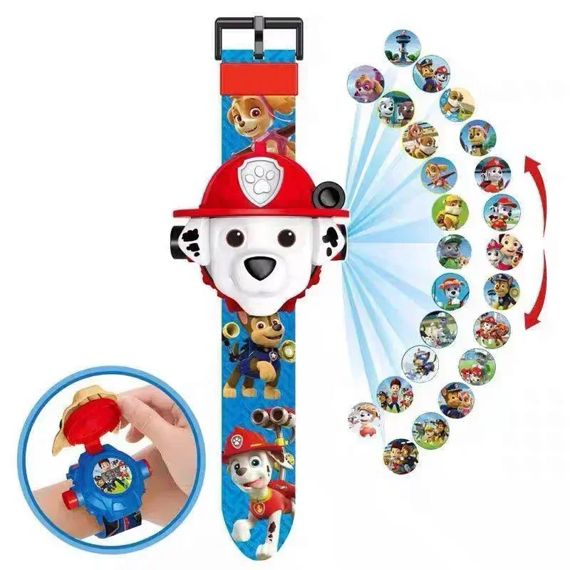 Paw Patrol Watch Toys Set 3D Projection Digital Watches Cartoon Puppy Patrulla Canina Anime Figures Toy Marshall Chase Kid Gift