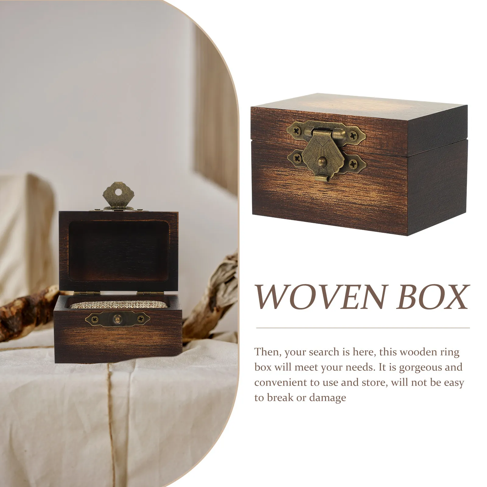 

Винтажная шкатулка для украшений, деревянный органайзер для колец, пылезащитный, для помолвки, свадьбы, подарок, футляр для хранения, деревянный футляр для украшений