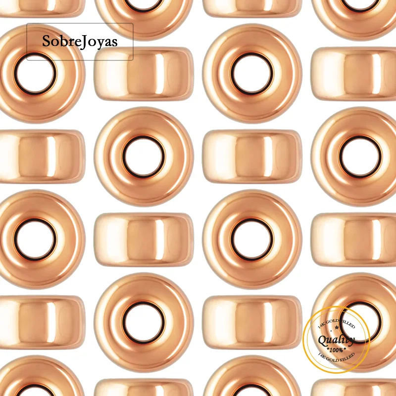 

14K Rose Gold Filled Beads Assorted Sizes 3mm to 8mm Pony Rondelle Donut Bracelet Necklace Beads for Jewelry Making
