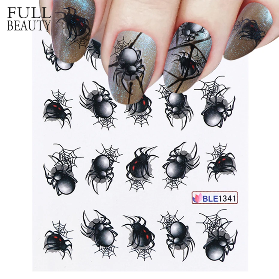 1 Sheet Spider Poker Designs Nail Sticker Water Transfer Slider Decals DIY Nail Art Decoration for Manicure Watermark CHBLE1341