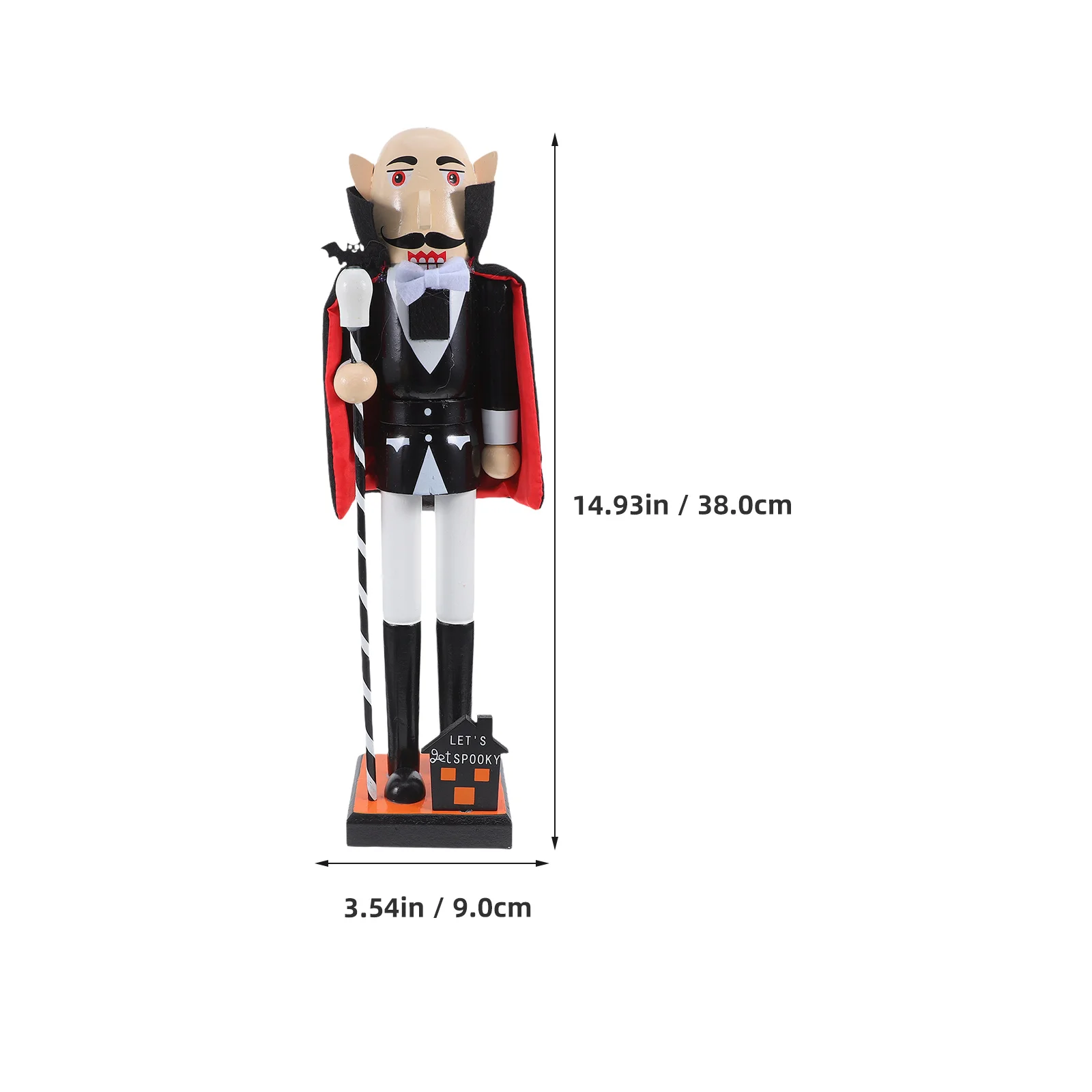 Wooden Nutcracker Black Spooky Decorative Statues Indoor Home Table Mantel Shelf Party Decoration Handpainted Design