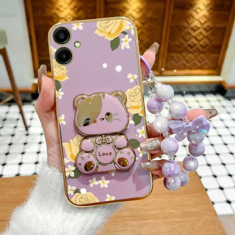 

3pcs( Yellow rose Phone Case+Lanyard+Rabbit Stand) For Galaxy A06/A03/A04/A02/A03s/A7 (2018)/A07 Phone Case