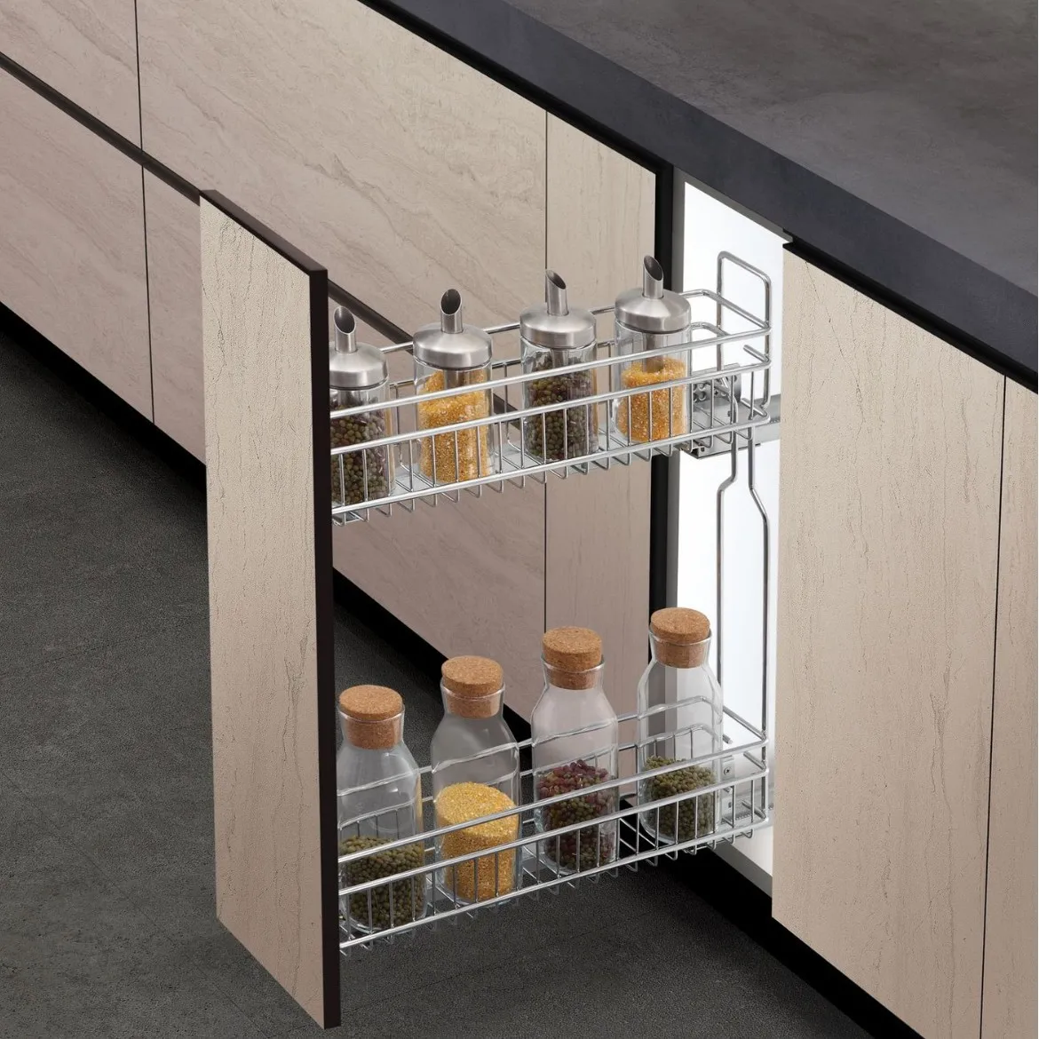 

Double-layer narrow pull basket, cabinet simple pull basket, side-mounted or bottom-mounted, wardrobe clothing storage pull