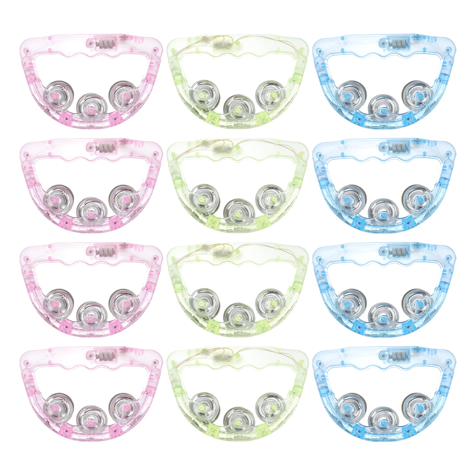 

12pcs Flashing Handbell Led Plastic Rattle Neon For Party Ktv Disco Shaking Entertainment Light Up Tambourine Random Color