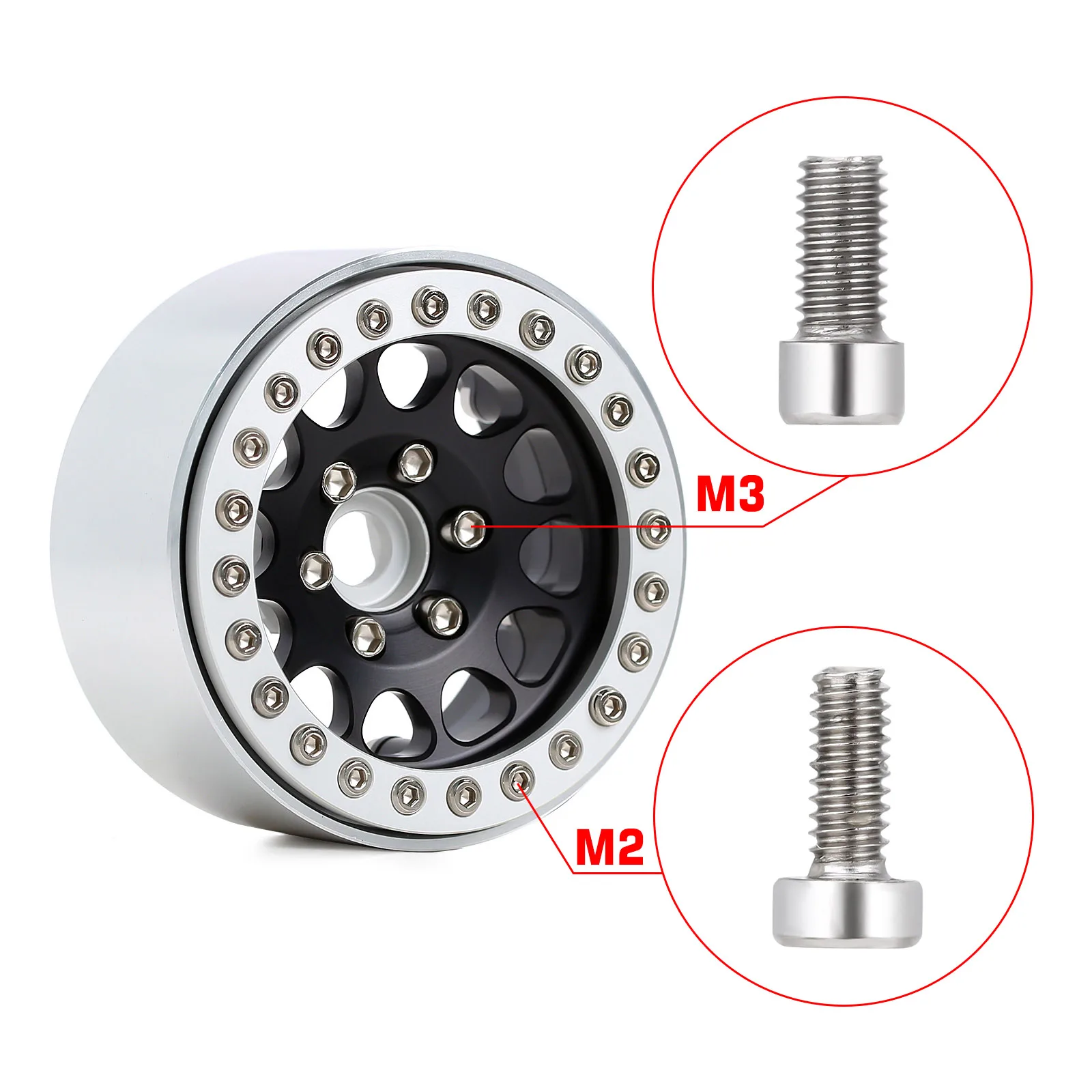 โลหะ M2 M3สกรูหกเหลี่ยม Fit 1.9 2.2ล้อสำหรับ1/10 RC รถ Crawler TRX4 Axial SCX10 90046 AXI03007อัพเกรดอะไหล่