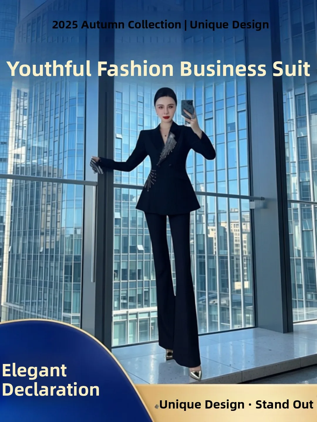 

Anti-Aging Professional Women's Fashion Set Spring Autumn New Style Slimming High-End Feelings Office Goddess Outfit