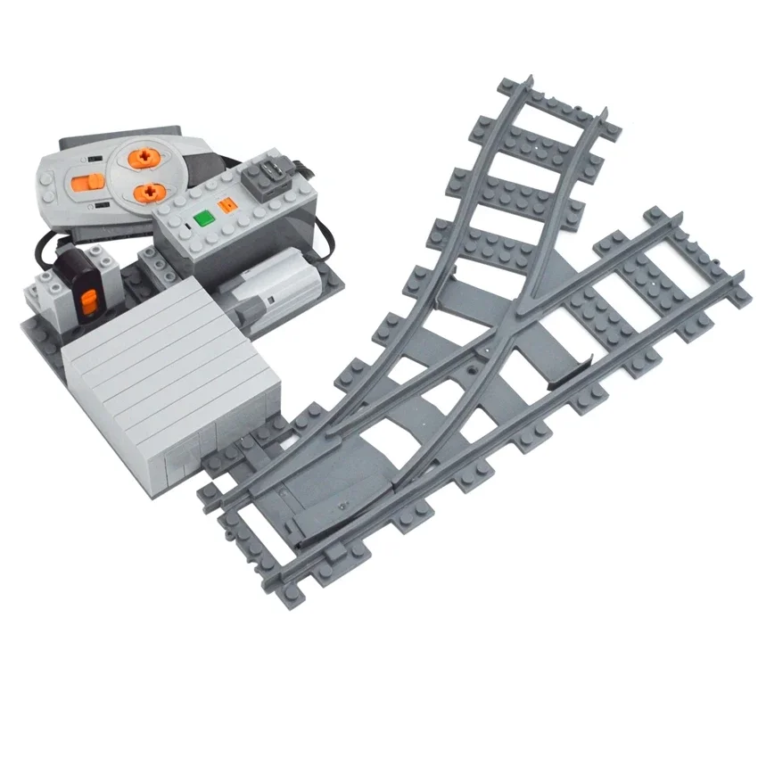 كتلة بناء بجهاز تحكم عن بعد ، قطار إبداعي للمحرك ، مفتاح مسار متغير ، وظائف الطاقة ، مجموعة الطوب ، الروك المستبدل ، المحرك ، MOC