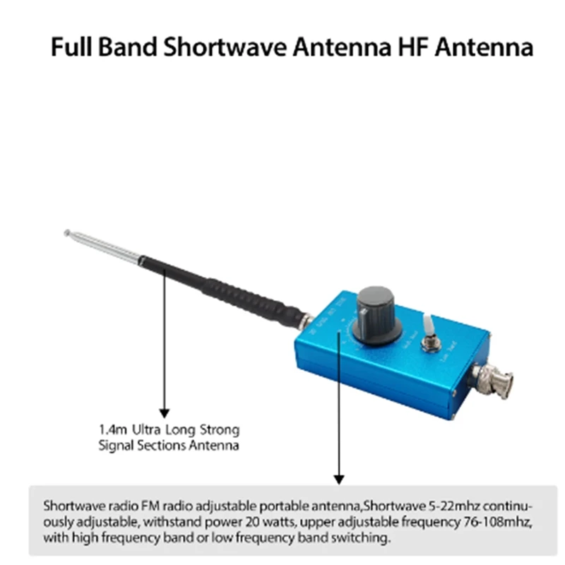 Antena de alavanca transceptor portátil de ondas curtas HF3-30MHZ 20W