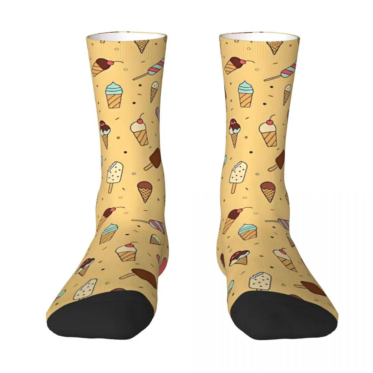 Autumn Winter Retro Unisex Ice Cream Pattern Socks Yummy Summery Pops Sweat Absorbing Crew Socks