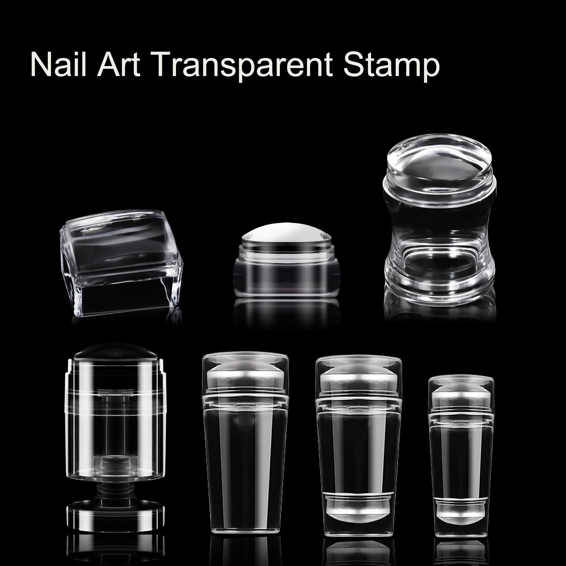 سيليكون شفاف مسمار الفن ختم لطباعة الأظافر الفرنسية DIY بها بنفسك مانيكير لوحة ختم قالب الاستنسل ختم الختام مكشطة