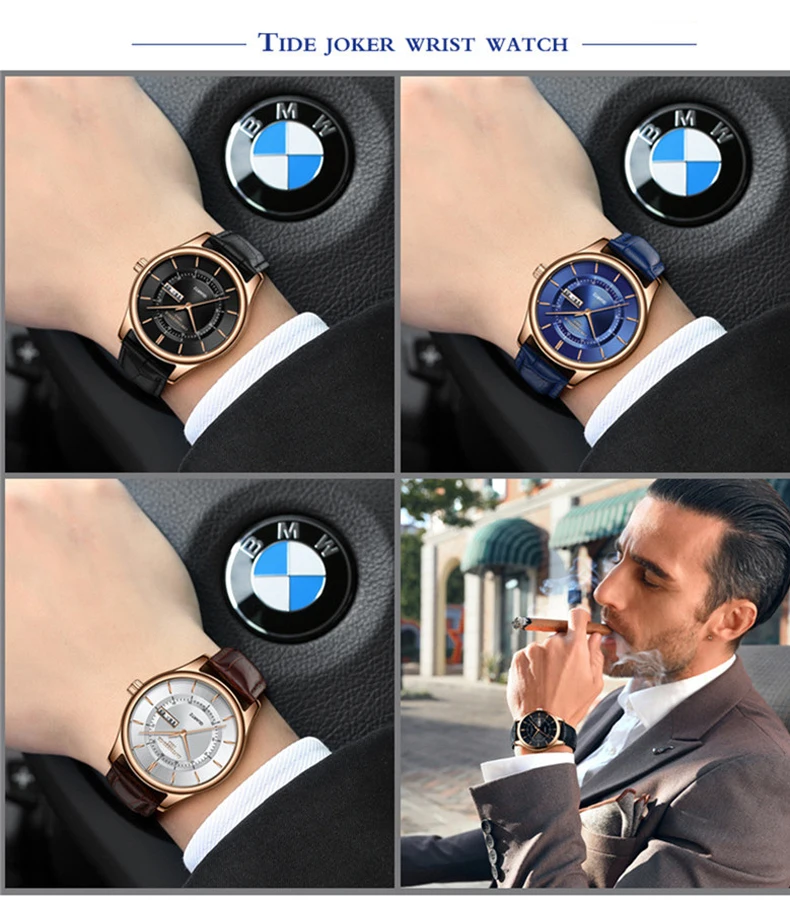 Men's Watches Top Brand Luxury Men Wrist Watch Leather Quartz Watch Sports Waterproof Male Clock Rose Gold Relogio Masculino New
