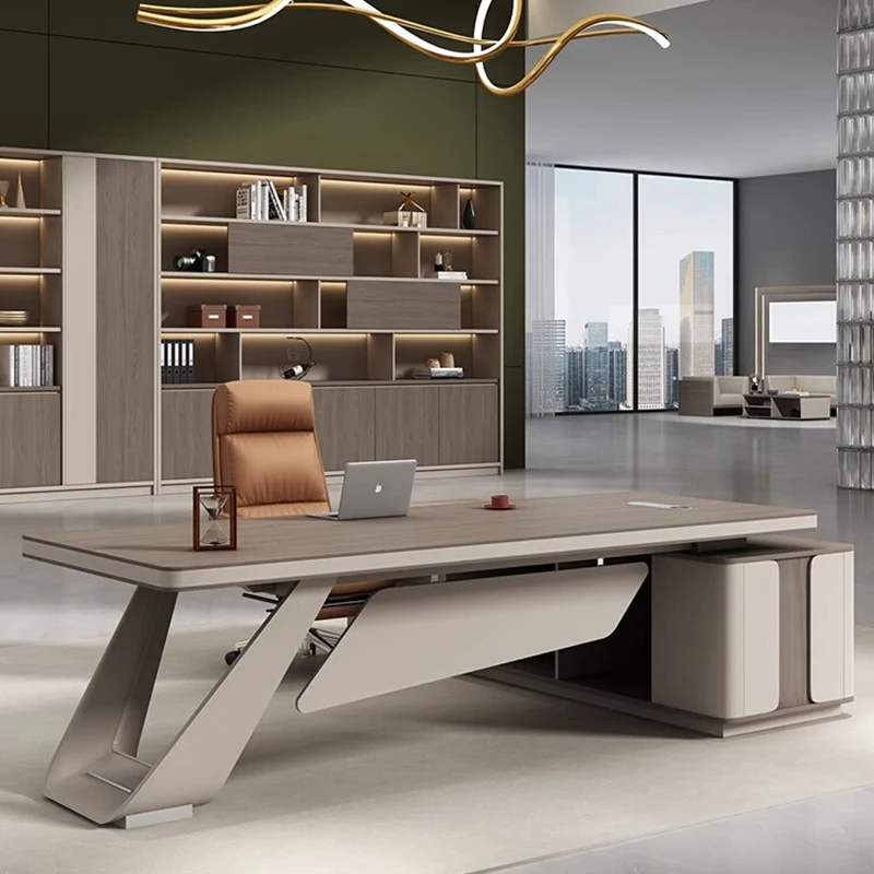 

Console Standing Office Desk Metal Shelves Modern Luxury Executive Storage Office Desk Desktop Mesa De Escritorio Furniture