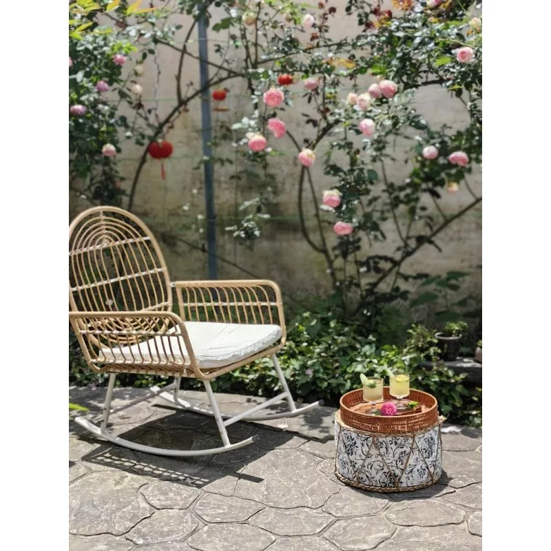 Кресло ручной работы из ротанга с откидной спинкой для дома и улицы, патио, балкона, виллы, курортные вибрации, складной стул, уличная мебель