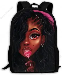 African Backpack Black Girl School Laptop Bag Bookbag for Women Teens Students Office Picnic Travel Interior Compartment