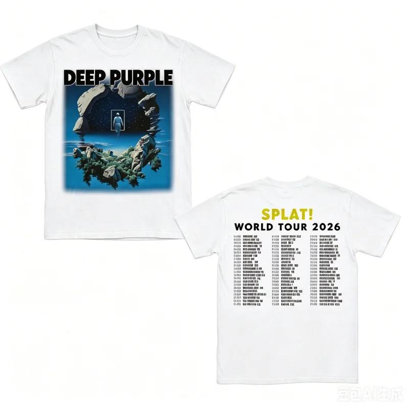Deep Purple Band SPLAT! WORLD TOUR 2026 Bedrucktes T-Shirt aus Baumwolle, Unisex, Herren- und Damen-T-Shirt, Y2k, beliebtes, lässiges, exklusives Fan-T-Shirt – Detail 8