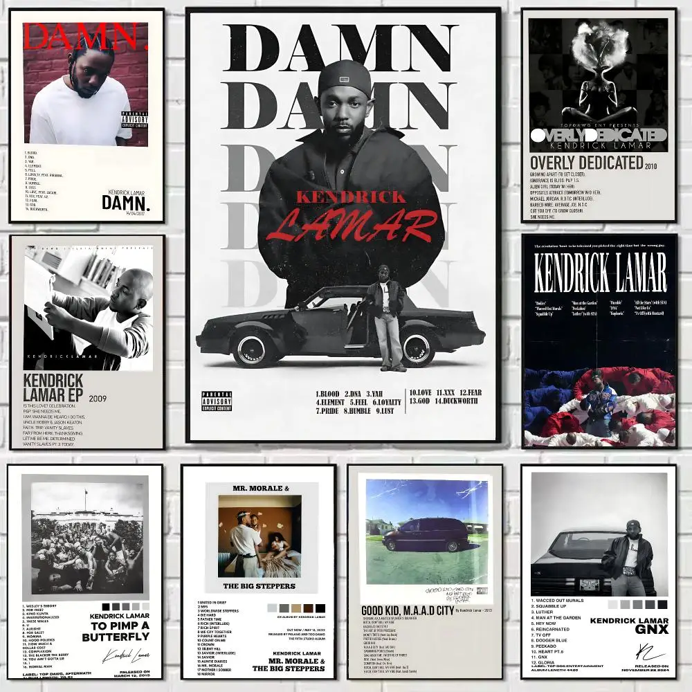 Music Star K-Kendrick L-Lamar Poster Sticker Self Adhesive For Bedroom Hallway Livingroom Wall Art Decor Present Fandom Gift