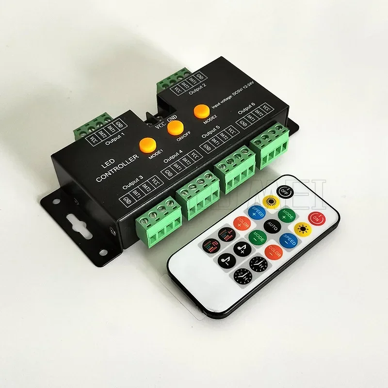 6-WAY Pixel Strip String Modules Light Music Controller DC5V/12-24V LED RGB IC Dreamcolor Touch RF Bluetooth APP RGB Controller